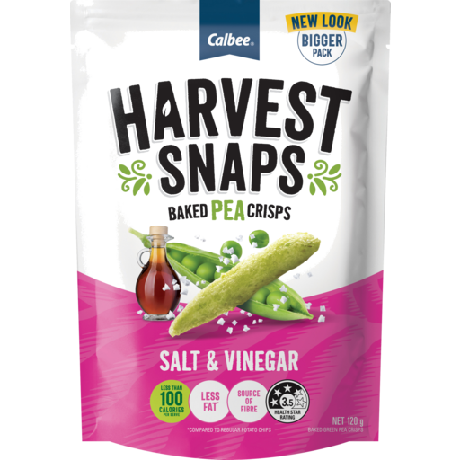 Harvest Snaps Pea Crisps Salt & Vinegar 120g
