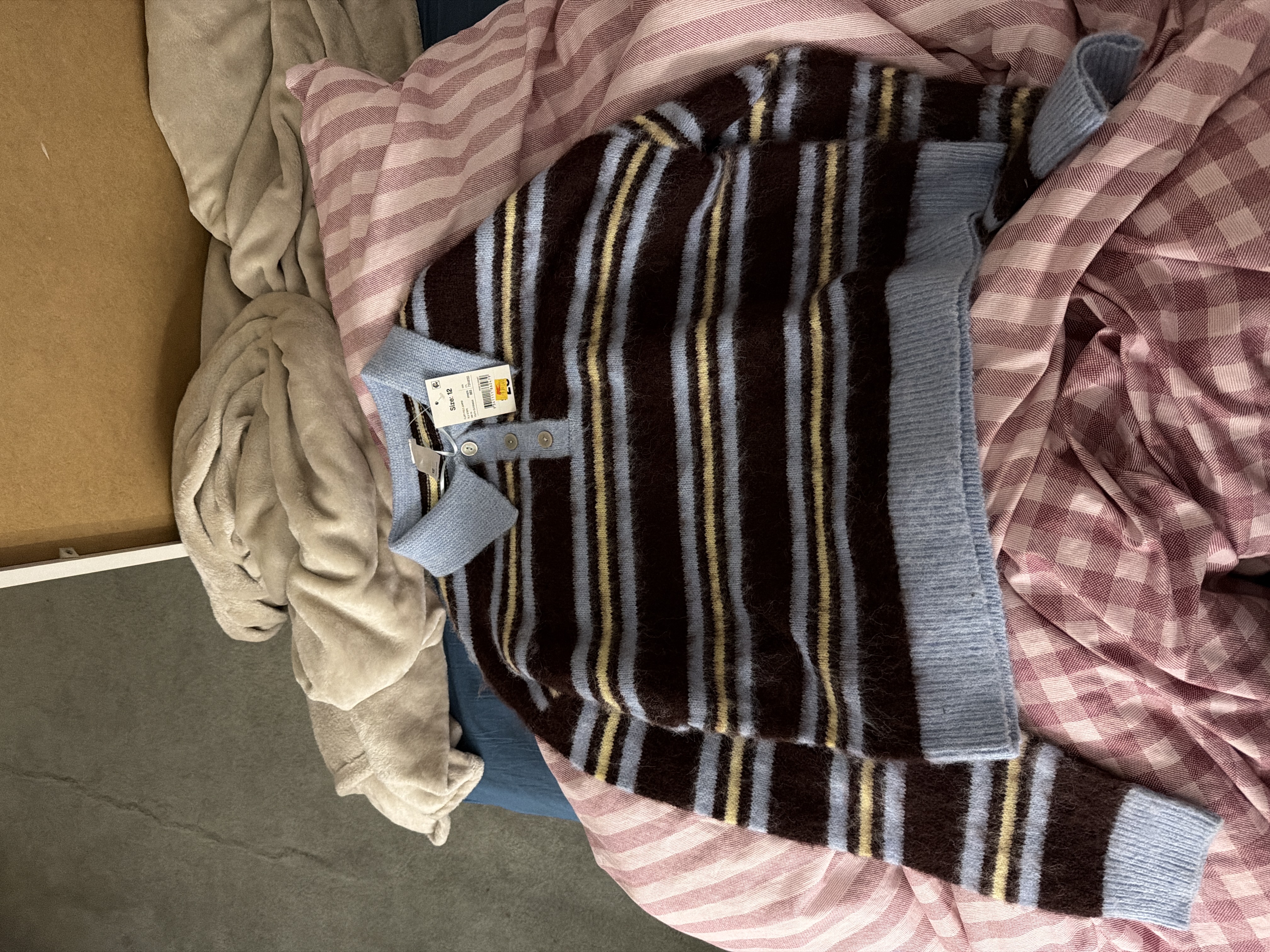 Fluffy Striped Polo Jumper