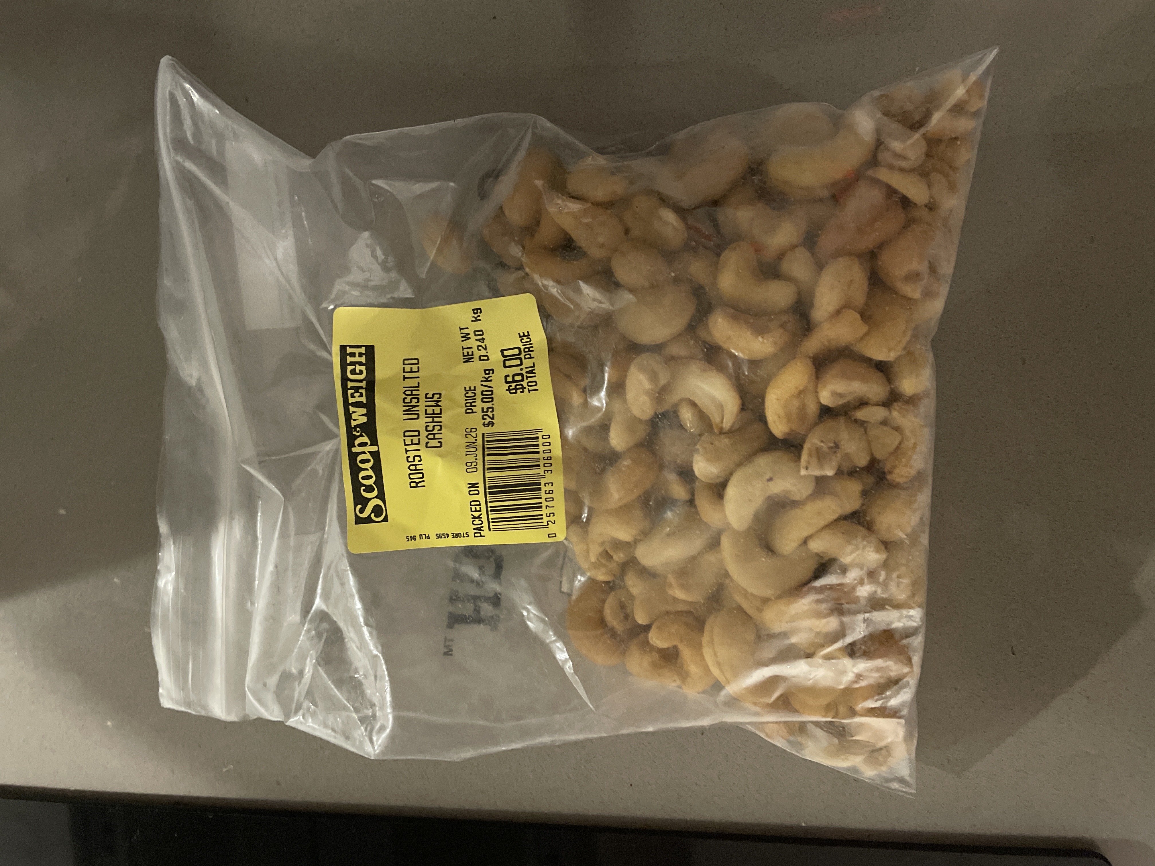 Roasted Unsalted Cashews