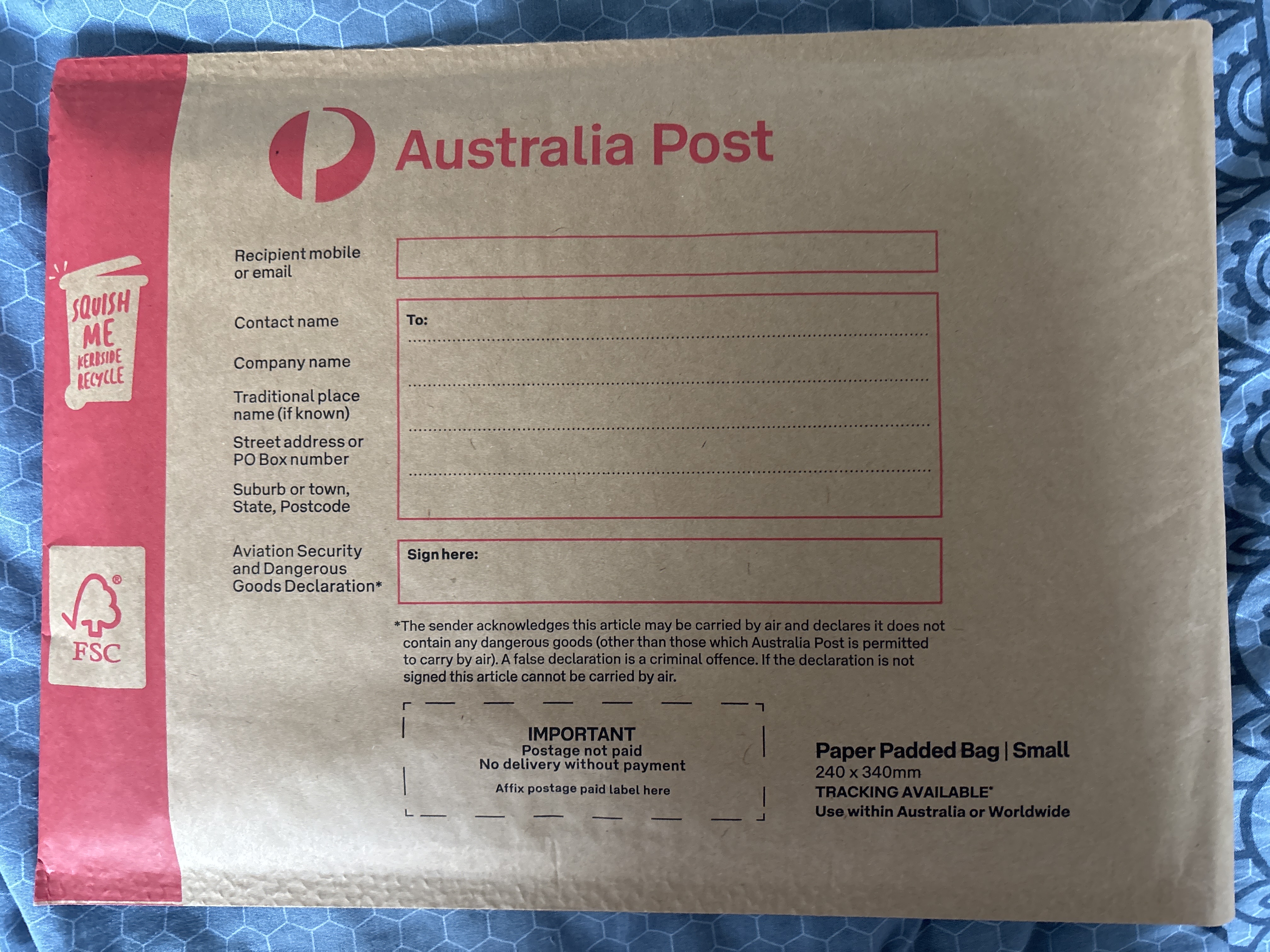 Australia Post Small Padded Bag