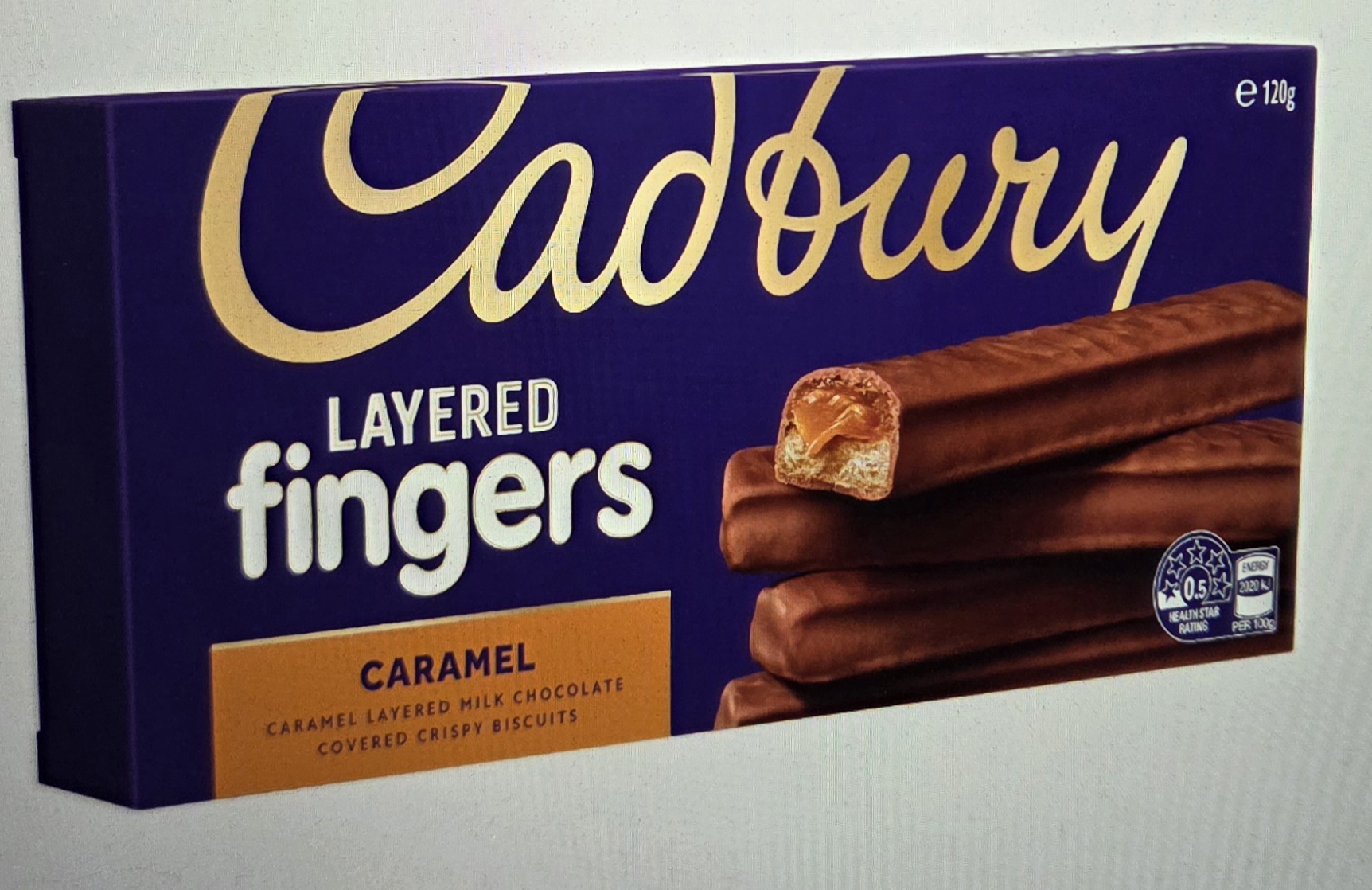 CAD CADBURY LAYERED FINGERS CARAMEL 120G
