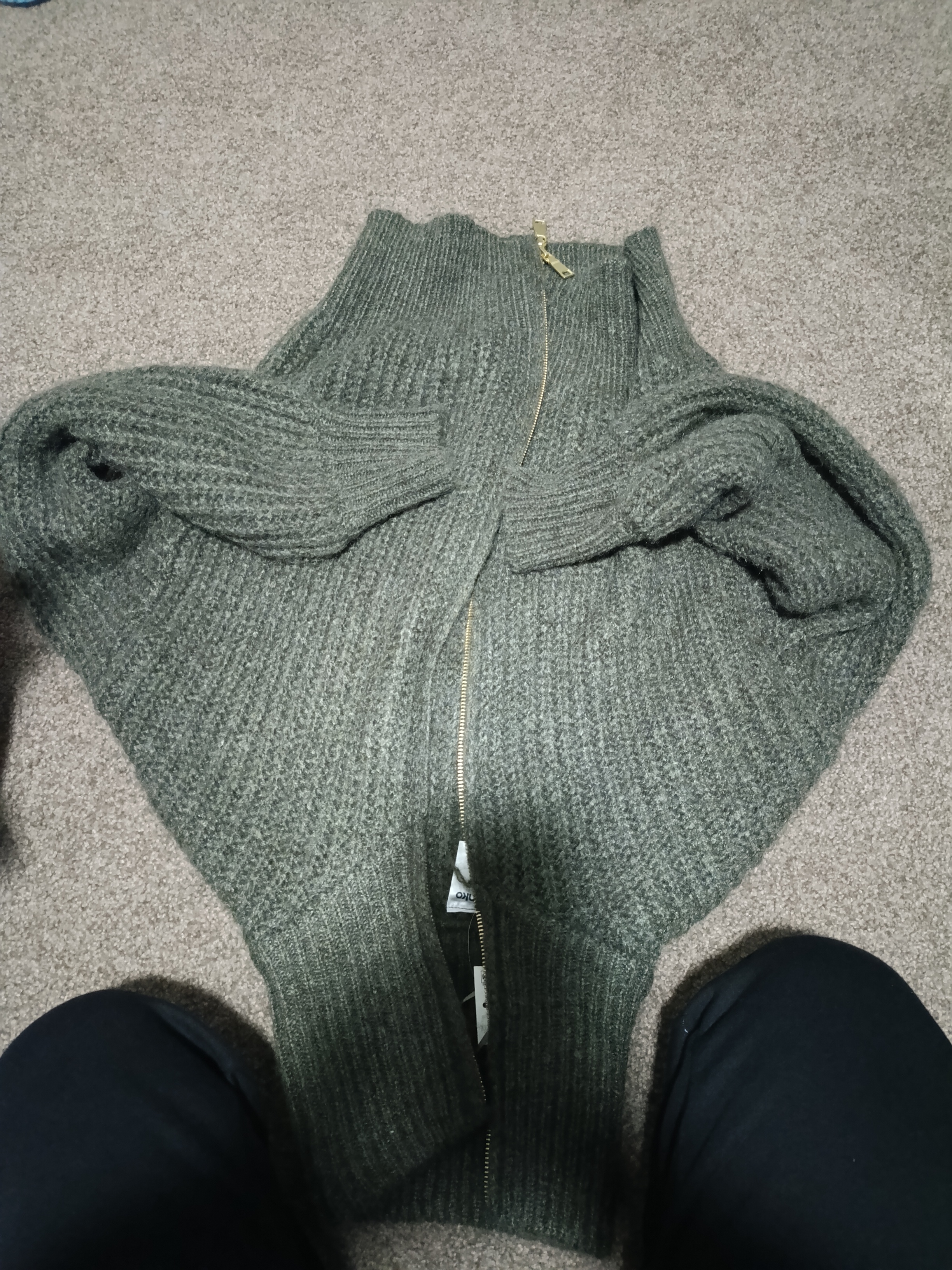 Olive Green Knit Bomber Jacket