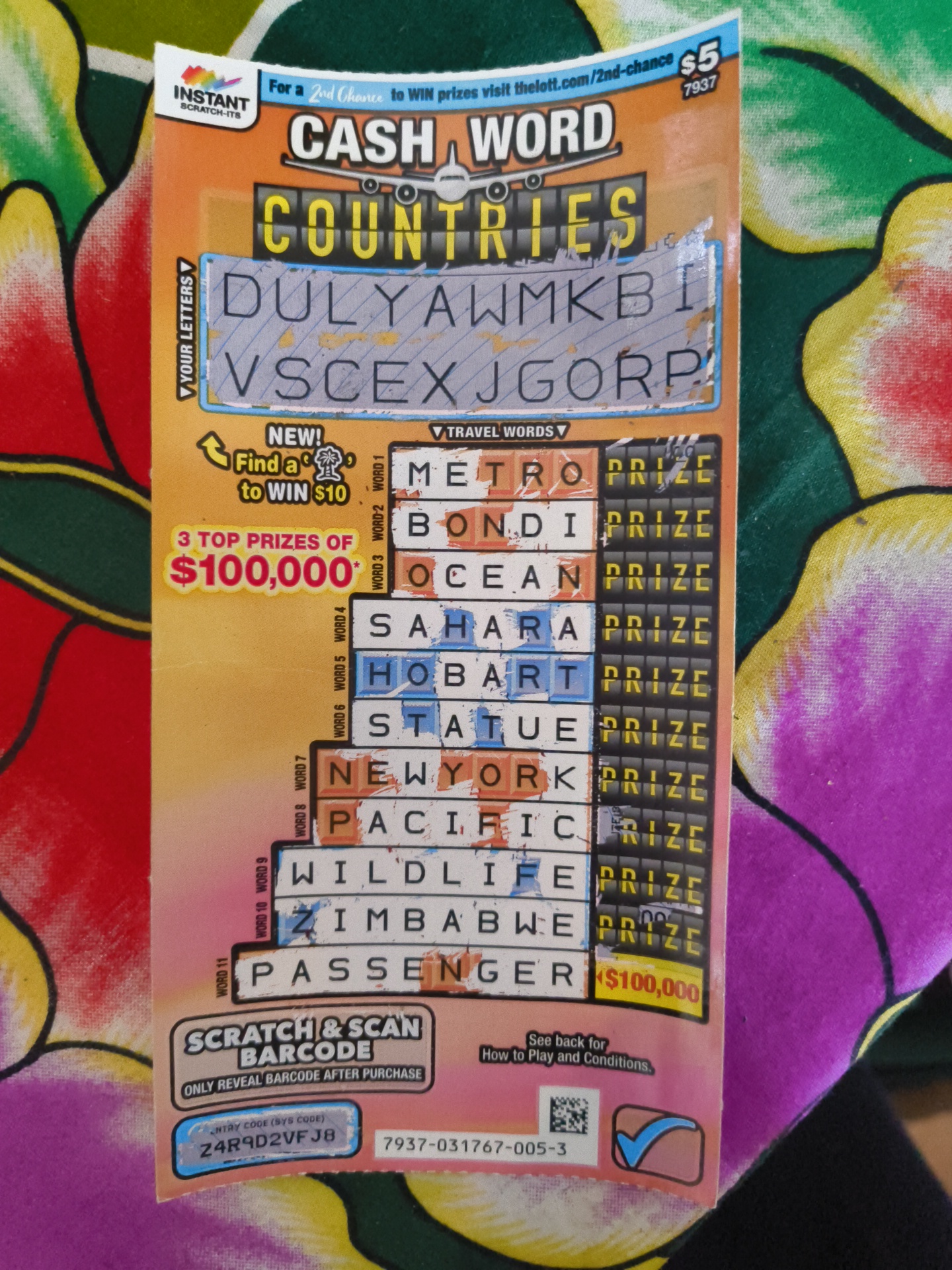 Cash Word Scratch Ticket