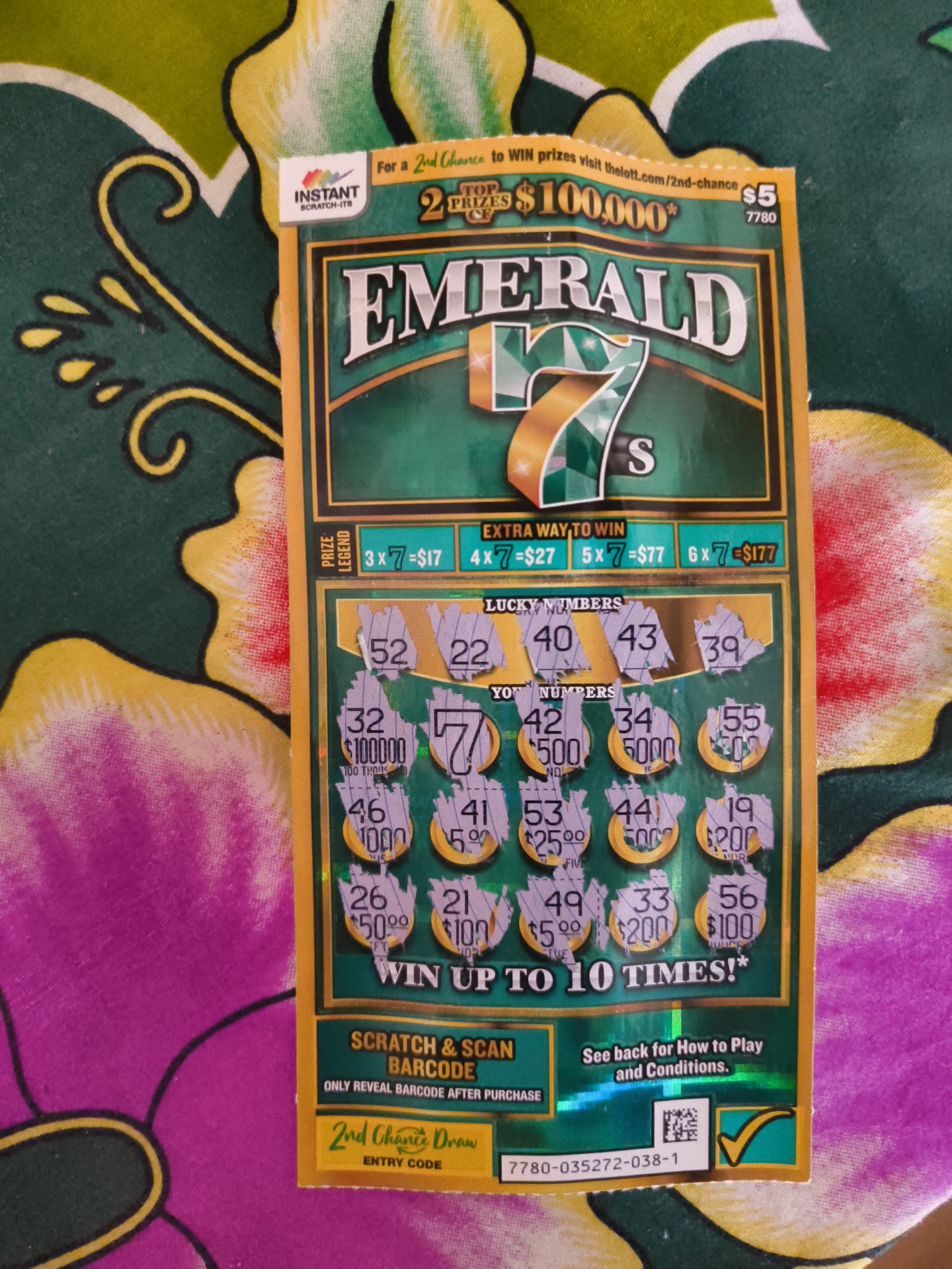 Emerald 7s Scratch Ticket